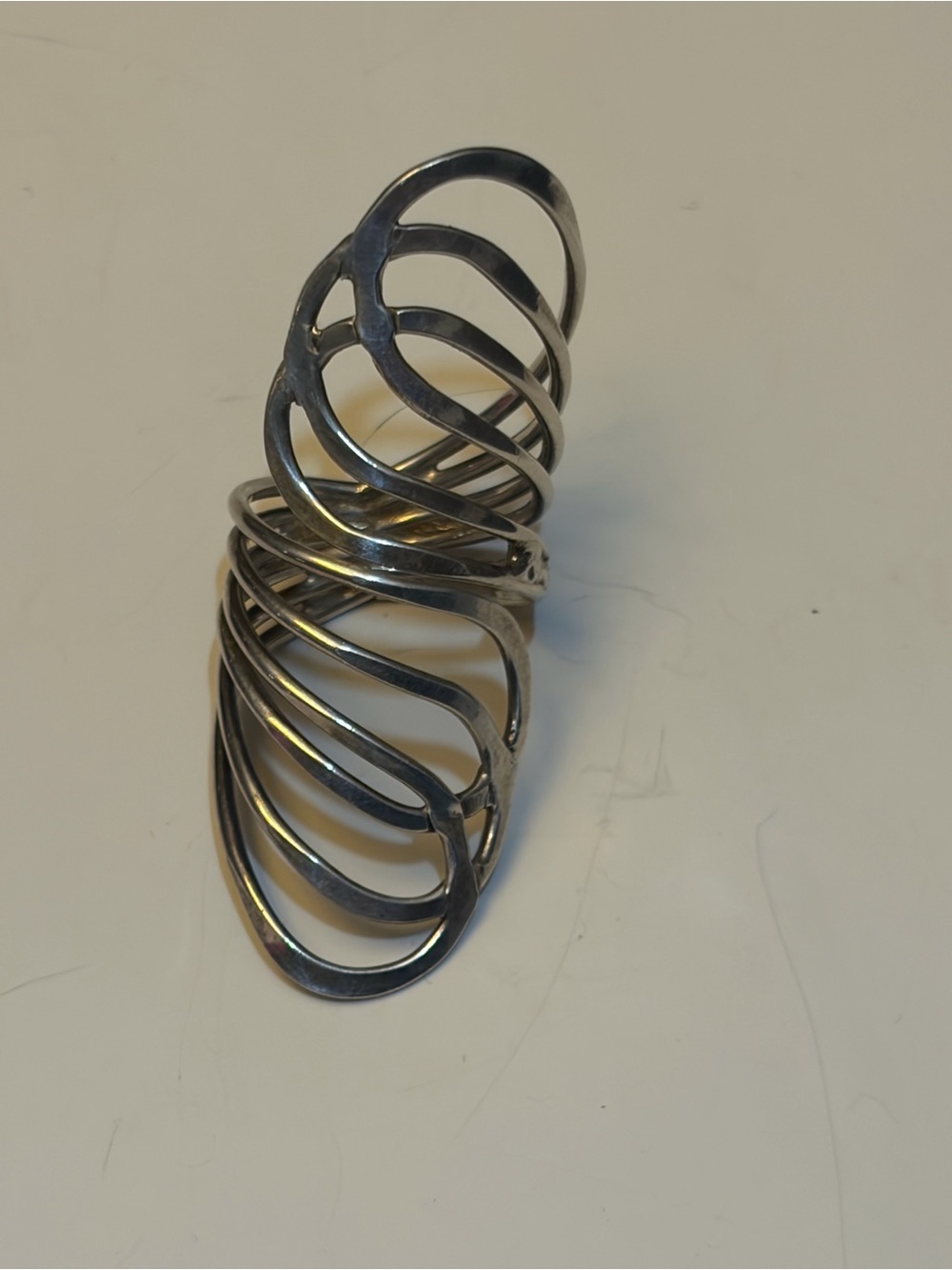 925 Sterling Silver Oversized Openwork Statement Ring Size 9 Modernist Sculptura - Picture 3 of 7